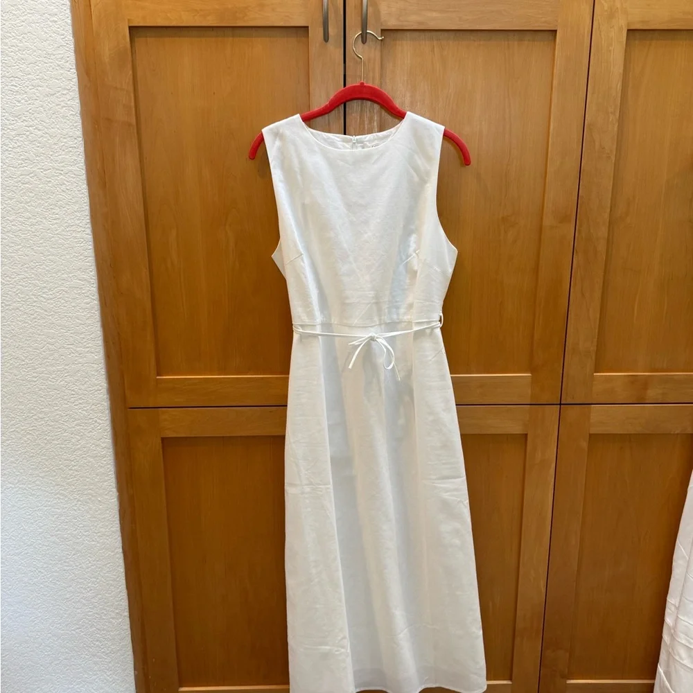 Commense White Sheath Maxi Dress Sleeveless Crew Neck - Picture 2 of 5